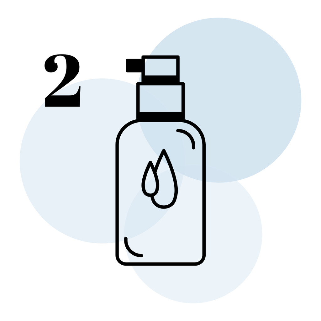 Second step icon showing the acne cleanser bottle